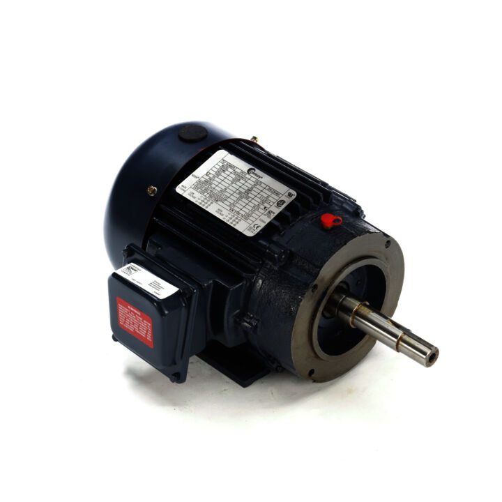 Close-Coupled Pump Motor, 1 HP, 3 Ph, 60 Hz, 208-230/460 V, 1800 RPM, 143JM Frame, TEFC