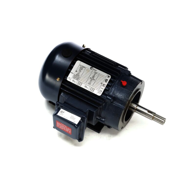 Close-Coupled Pump Motor, 1 HP, 3 Ph, 60 Hz, 208-230/460 V, 3600 RPM, 143JM Frame, TEFC