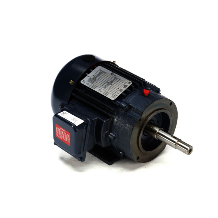 Close-Coupled Pump Motor, 1 HP, 3 Ph, 60 Hz, 208-230/460 V, 3600 RPM, 143JM Frame, TEFC