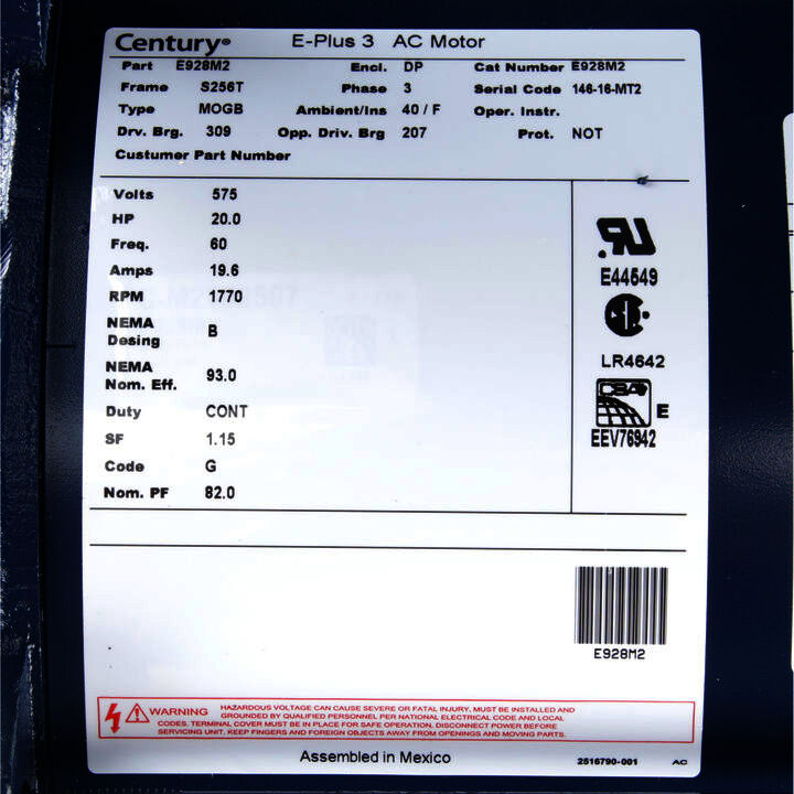 General Purpose Motor, 20.0 HP, 3 Ph, 60 Hz, 575 V, 1800 RPM, S256T Frame, DP