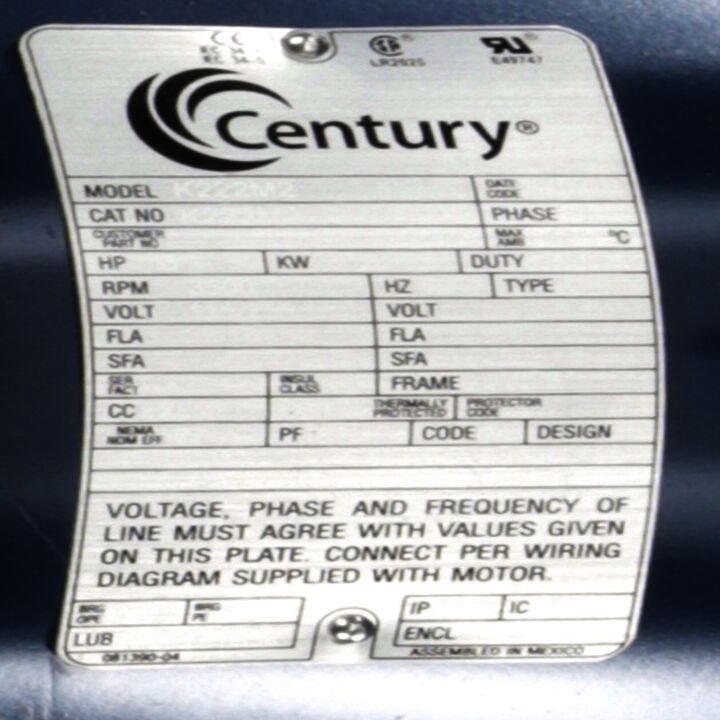 General Purpose Motor, 3 HP, 1 Ph, 60 Hz, 115/230 V, 3600 RPM, 184T Frame, TEFC