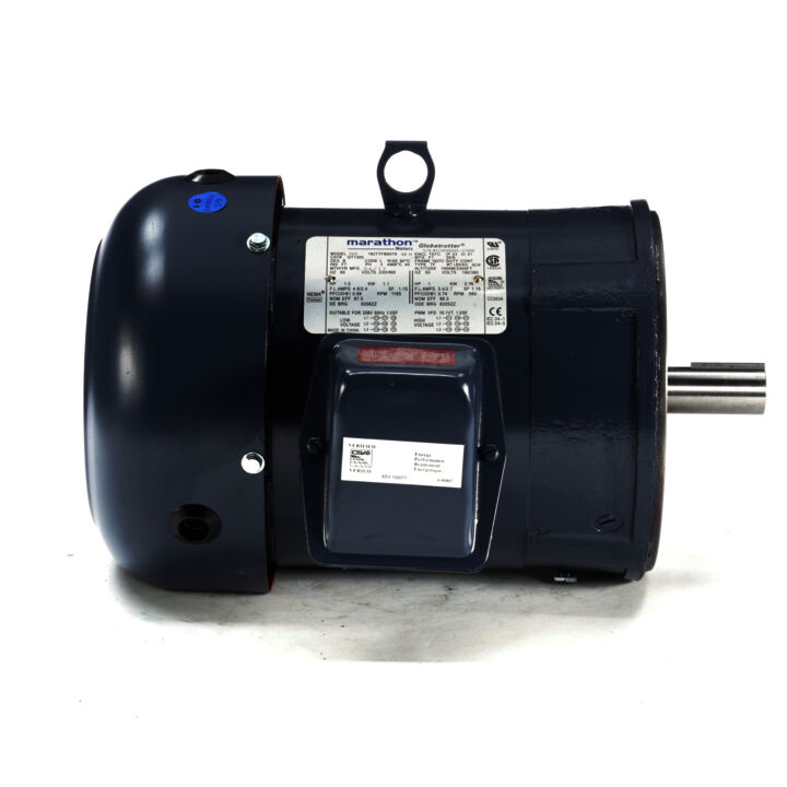 General Purpose Motor, 1.50 & 1 HP, 3 Ph, 60 & 50 Hz, 230/460 & 190/380 V, 1200 & 1000 RPM, 182TCV Frame, TEFC