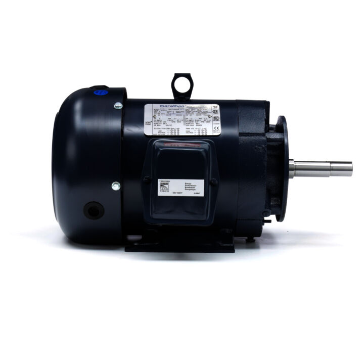 Close-Coupled Pump Motor, 5 & 3 HP, 3 Ph, 60 & 50 Hz, 230/460 & 190/380 V, 3600 & 3000 RPM, 184JM Frame, TEFC