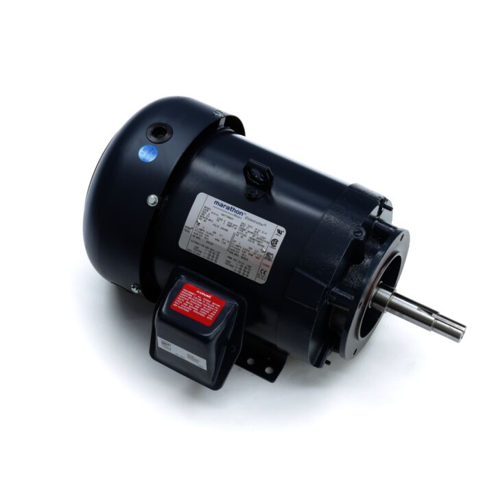 Close-Coupled Pump Motor, 5 & 3 HP, 3 Ph, 60 & 50 Hz, 230/460 & 190/380 V, 1800 & 1500 RPM, 184JM Frame, TEFC