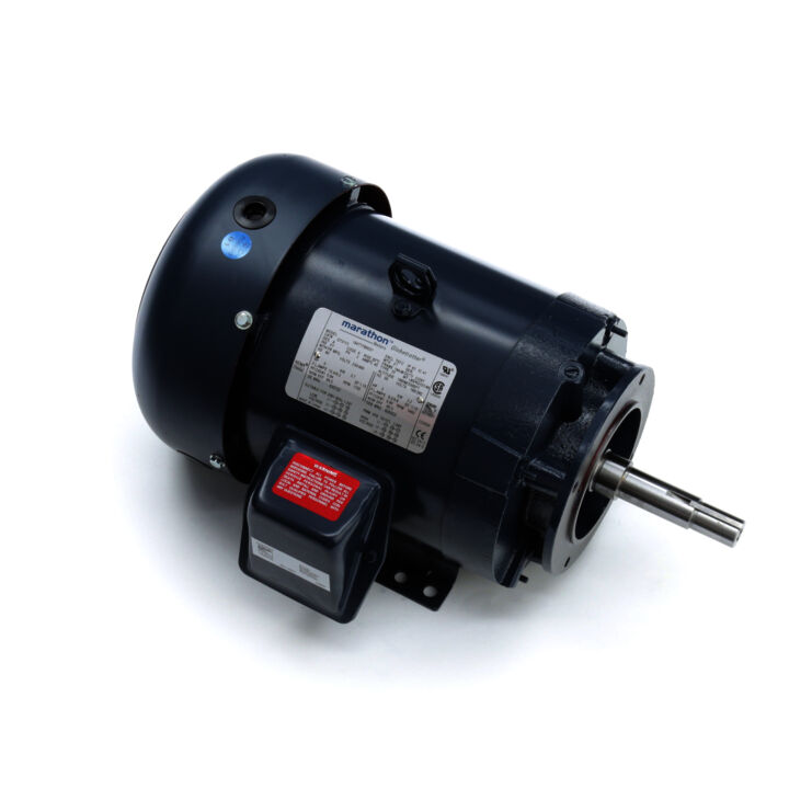 Close-Coupled Pump Motor, 5 & 3 HP, 3 Ph, 60 & 50 Hz, 230/460 & 190/380 V, 1800 & 1500 RPM, 184JM Frame, TEFC