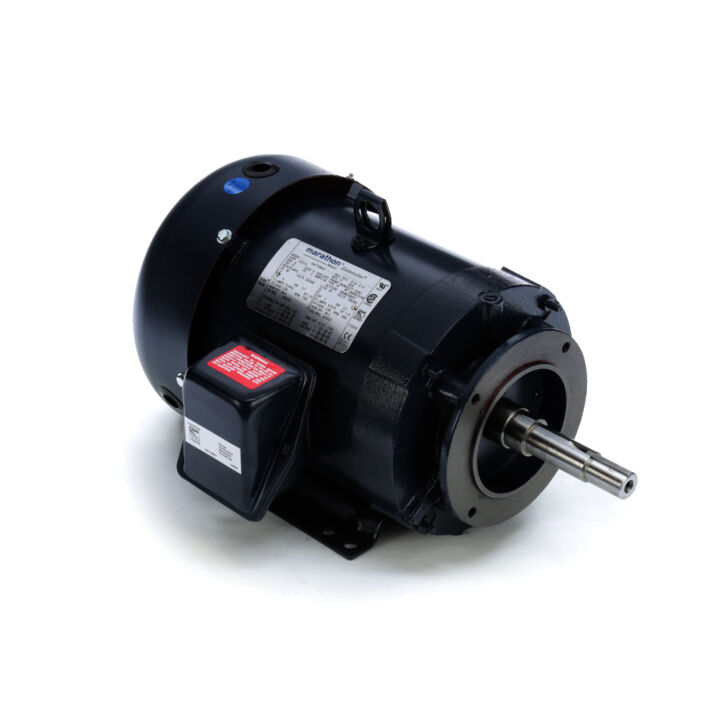 Close-Coupled Pump Motor, 5 & 3 HP, 3 Ph, 60 & 50 Hz, 230/460 & 190/380 V, 1800 & 1500 RPM, 184JM Frame, TEFC