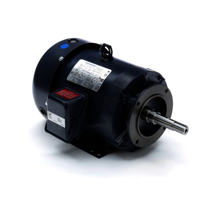 Close-Coupled Pump Motor, 5 & 3 HP, 3 Ph, 60 & 50 Hz, 230/460 & 190/380 V, 3600 & 3000 RPM, 184JM Frame, TEFC