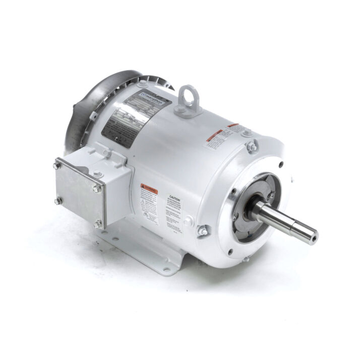 Washdown Pump Motor, 5 & 3 HP, 3 Ph, 60 & 50 Hz, 230/460 & 190/380 V, 1800 & 1500 RPM, 184JM Frame, TEFC