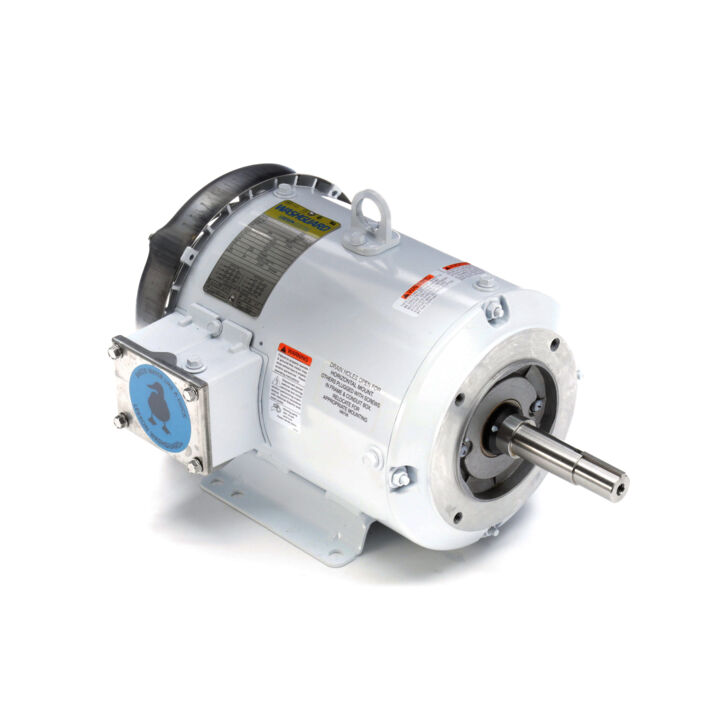 Washdown Pump Motor, 5 & 3 HP, 3 Ph, 60 & 50 Hz, 230/460 & 190/380 V, 3600 & 3000 RPM, 184JM Frame, TEFC