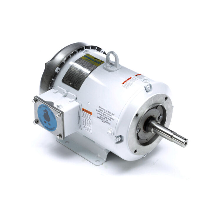 Washdown Pump Motor, 3 & 2 HP, 3 Ph, 60 & 50 Hz, 230/460 & 190/380 V, 1800 & 1500 RPM, 182JM Frame, TEFC