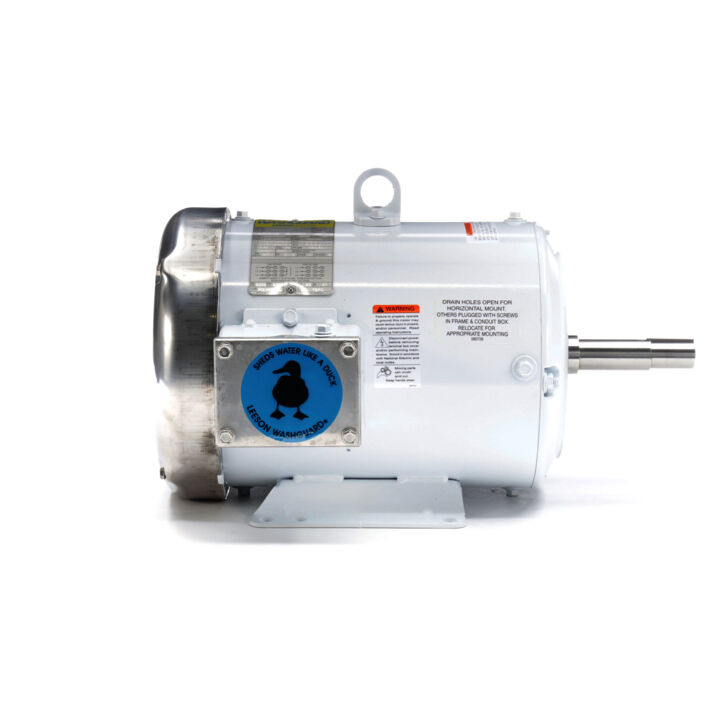 Washdown Pump Motor, 5 & 3 HP, 3 Ph, 60 & 50 Hz, 230/460 & 190/380 V, 3600 & 3000 RPM, 184JM Frame, TEFC