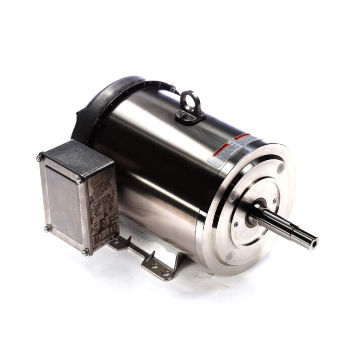 Washdown Pump Motor, 3 & 2 HP, 3 Ph, 60 & 50 Hz, 230/460 & 190/380 V, 1800 & 1500 RPM, 182JM Frame, TEFC