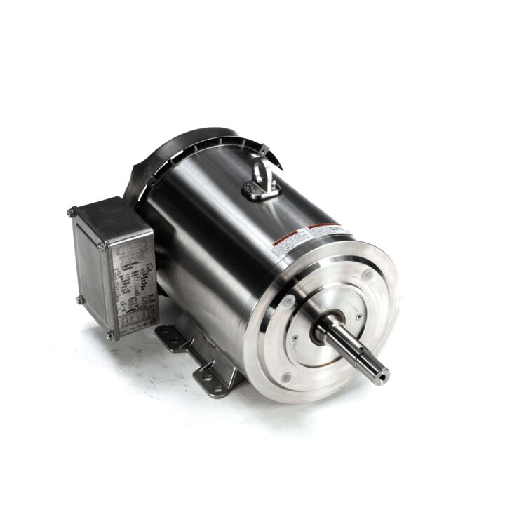 Washdown Pump Motor, 5 & 3 HP, 3 Ph, 60 & 50 Hz, 230/460 & 190/380 V, 1800 & 1500 RPM, 184JM Frame, TEFC