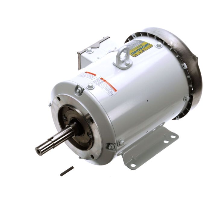 Washdown Pump Motor, 5 & 3 HP, 3 Ph, 60 & 50 Hz, 230/460 & 190/380 V, 1800 & 1500 RPM, 184JM Frame, TEFC