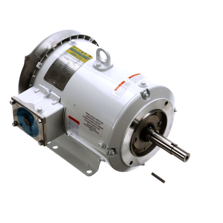 Washdown Pump Motor, 5 & 3 HP, 3 Ph, 60 & 50 Hz, 230/460 & 190/380 V, 1800 & 1500 RPM, 184JM Frame, TEFC