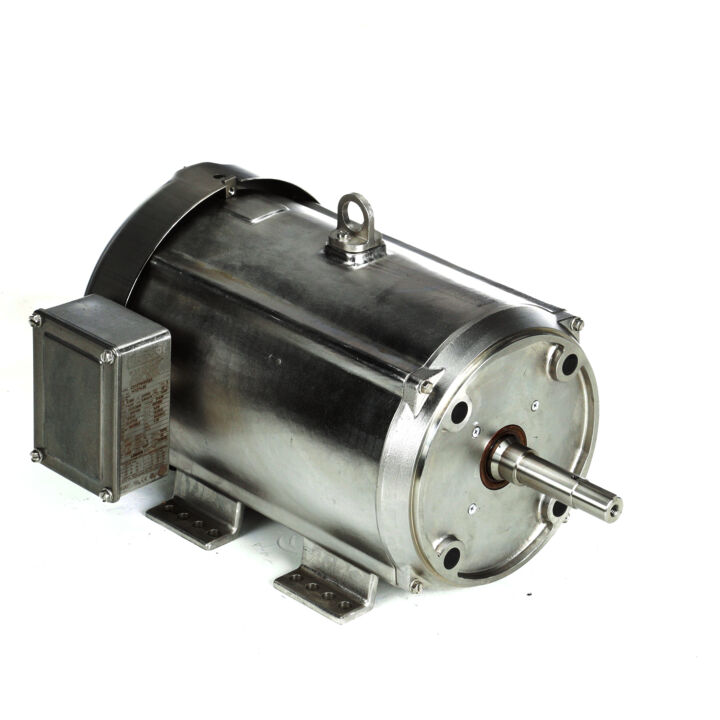 Washdown Pump Motor, 7.50 & 5 HP, 3 Ph, 60 & 50 Hz, 230/460 & 190/380 V, 3600 & 3000 RPM, 213JM Frame, TEFC