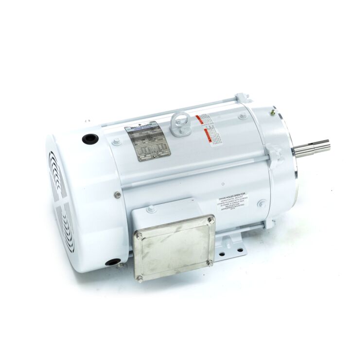 Washdown Pump Motor, 15 & 10 HP, 3 Ph, 60 & 50 Hz, 230/460 & 190/380 V, 3600 & 3000 RPM, 215JM Frame, TEFC